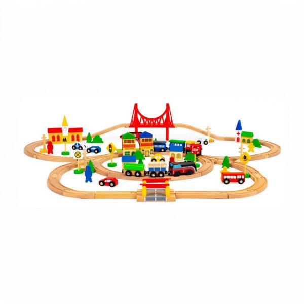 Wooden Train Set, 90 Pieces - Image 6