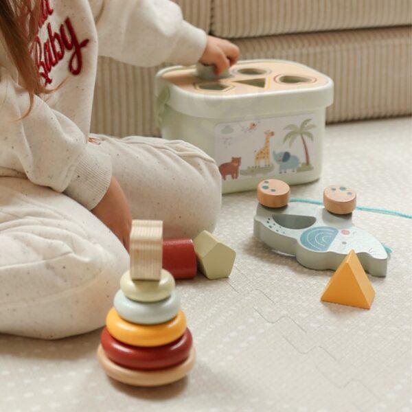 3in1 Toy Box - Sorting Blocks, Stackable Pyramid and Elephant On Wheels - Image 13