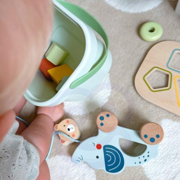 3in1 Toy Box - Sorting Blocks, Stackable Pyramid and Elephant On Wheels - Image 7