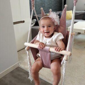 Swing with Crown Shaped Cushion - Dusty Pink