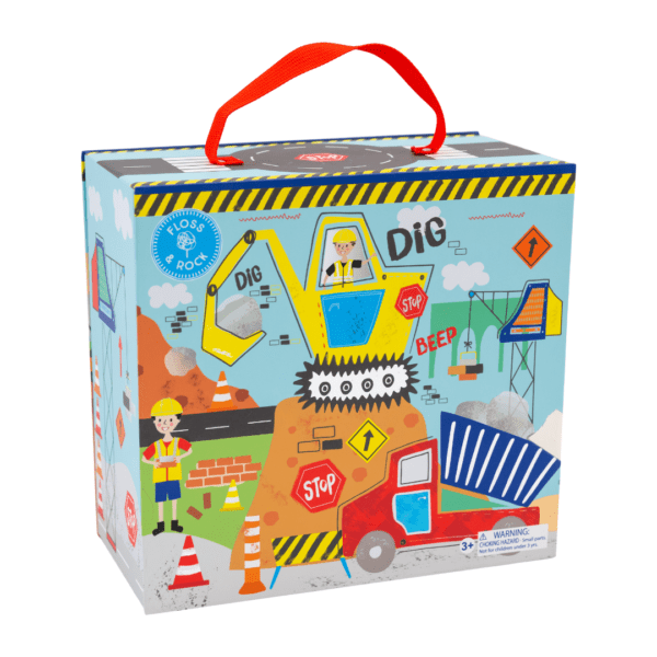 Spielbox mit Holzfiguren – Baustelle