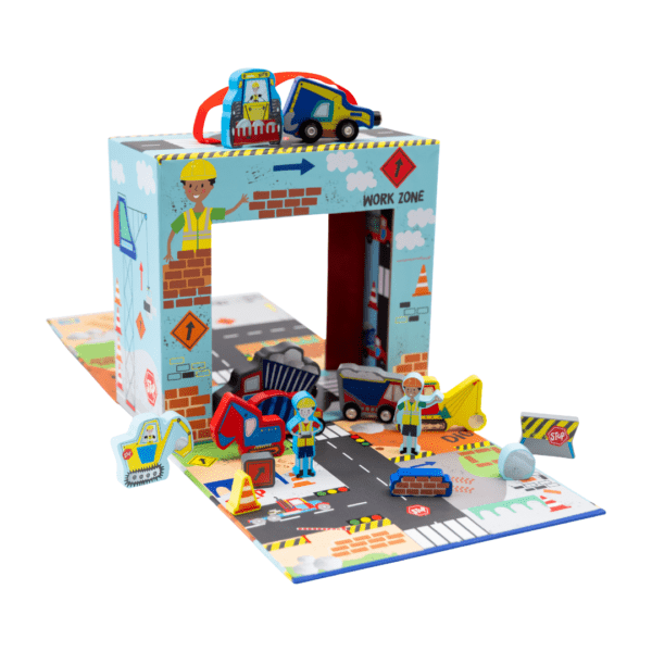 Spielbox mit Holzfiguren – Baustelle – Bild 7
