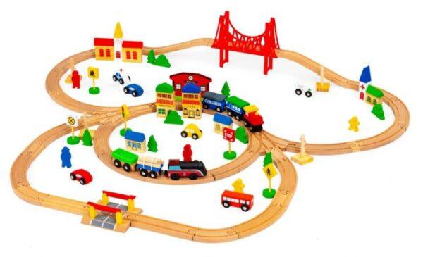 Wooden Train Set, 90 Pieces - Image 5