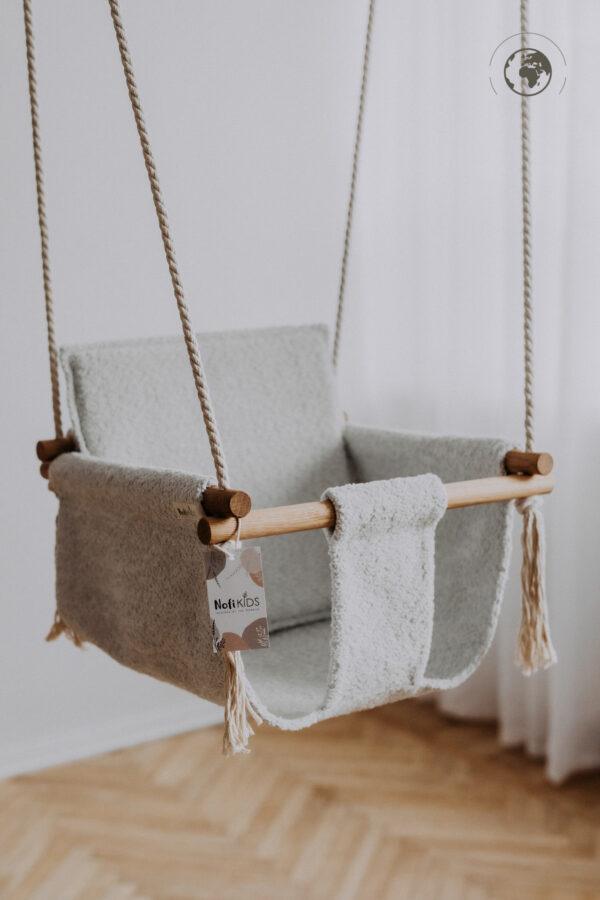 BaBi Babyschaukel - Bouclé Eisgrau – Bild 2