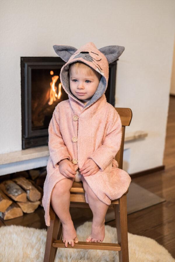 Bambus-Frottee-Bademantel KATZE – für KLEINKINDER (Größe 82/86–116) – Bild 2
