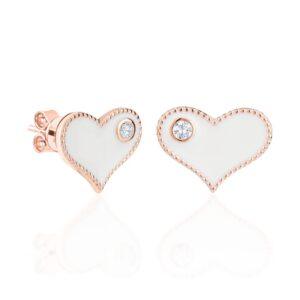 Earrings White Heart - For Kids