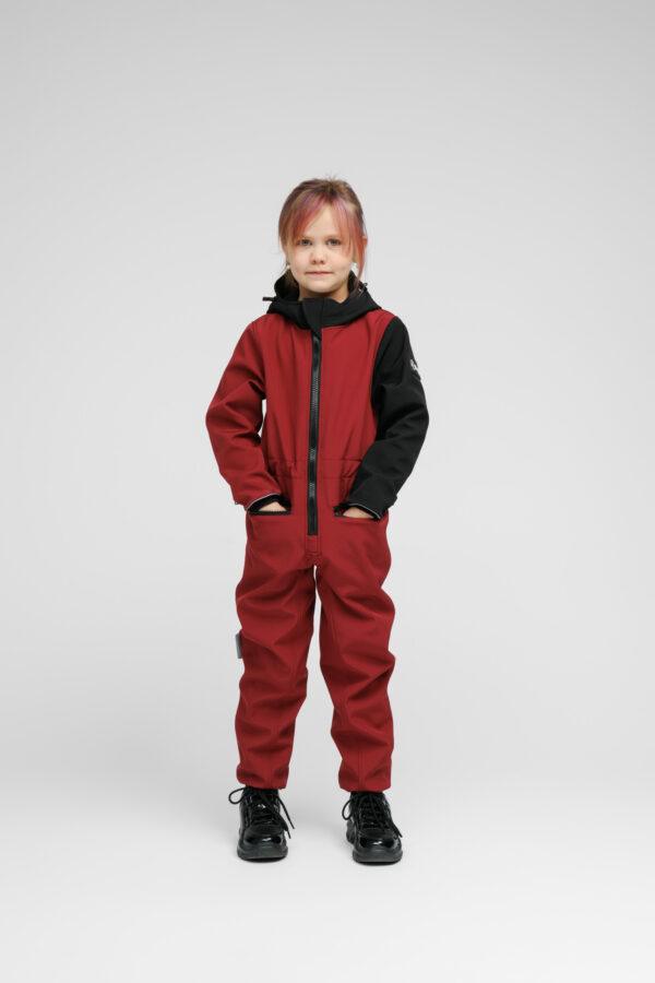 Softshell-Overall für Kinder – SONNENUNTERGANGSROT – Bild 5