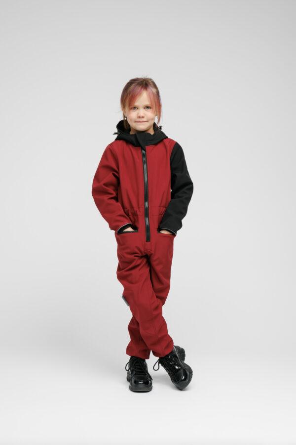 Softshell-Overall für Kinder – SONNENUNTERGANGSROT