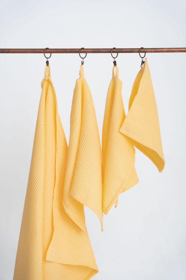 Organic Waffle Cotton Towel - Yellow - Image 5