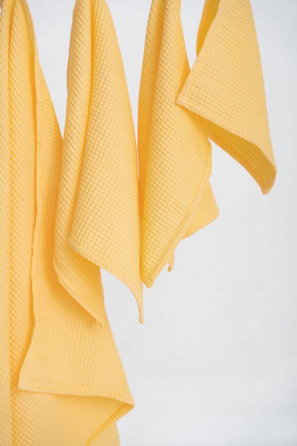 Organic Waffle Cotton Towel - Yellow - Image 3