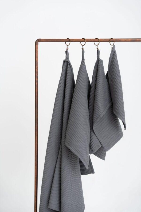 Organic Waffle Cotton Towel - Gray - Image 3