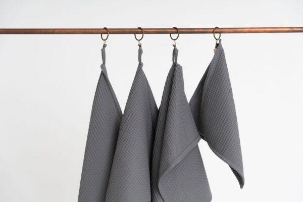 Organic Waffle Cotton Towel - Gray - Image 4