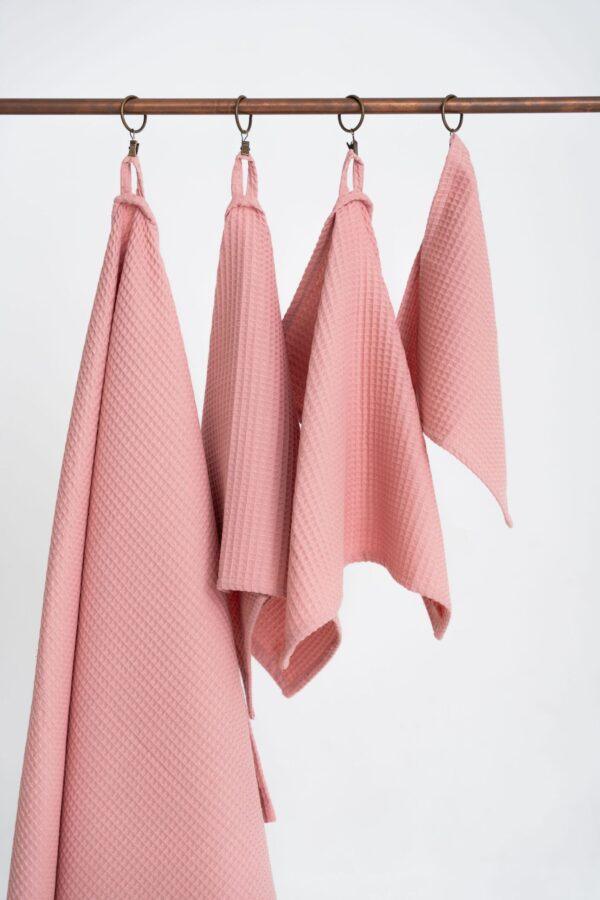 Organic Waffle Cotton Towel - Peach - Image 5