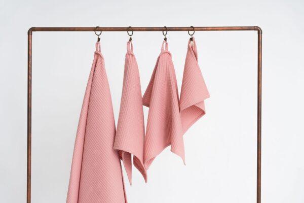 Organic Waffle Cotton Towel - Peach - Image 4