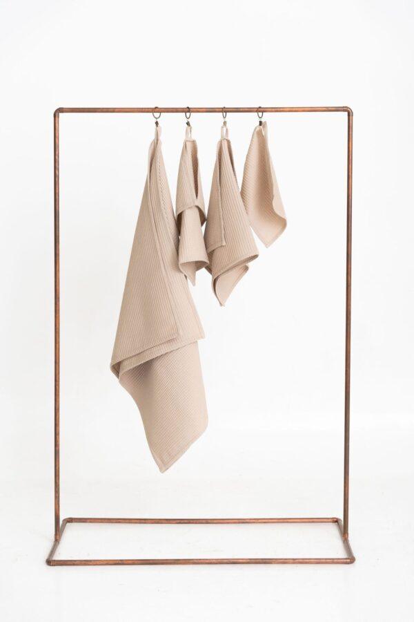 Organic Waffle Cotton Towel - Beige - Image 4