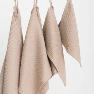 Organic Waffle Cotton Towel - Beige