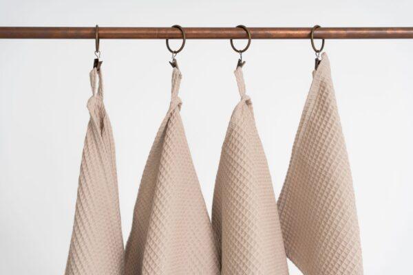 Organic Waffle Cotton Towel - Beige - Image 3