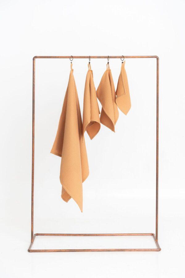 Organic Waffle Cotton Towel - Caramel - Image 4