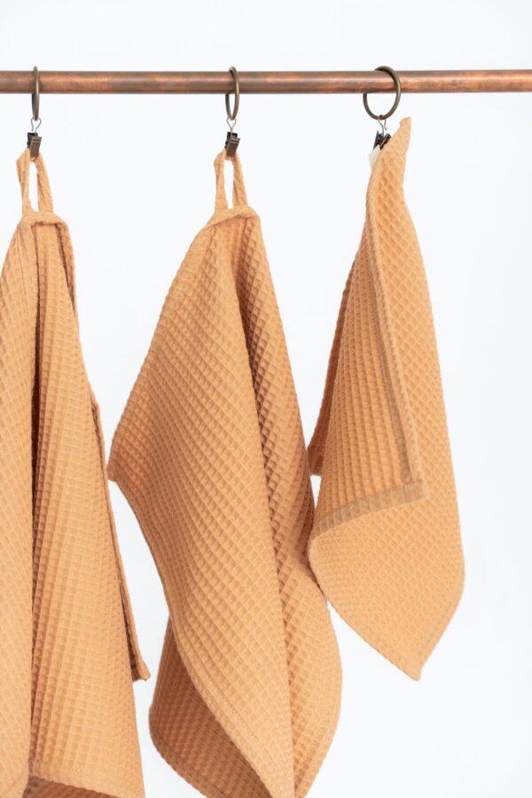 Organic Waffle Cotton Towel - Caramel - Image 2