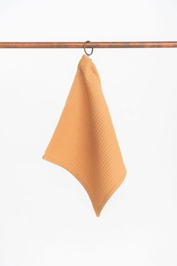 Organic Waffle Cotton Towel - Caramel - Image 3
