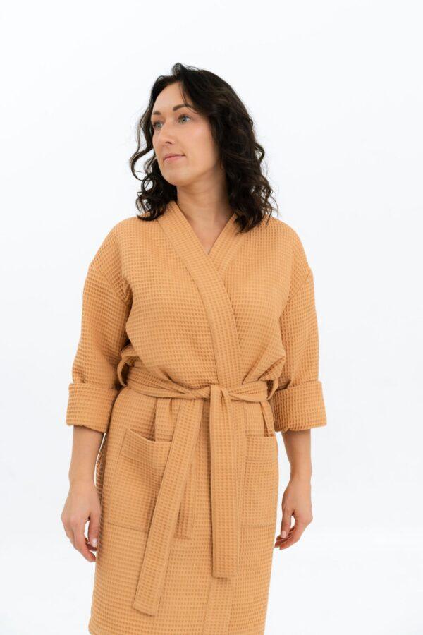 Long Waffle Fabric Robe for Women - Image 2