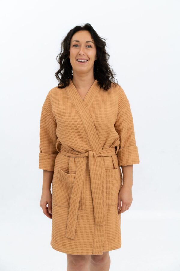 Short Waffle Fabric Robe for Women - Image 2