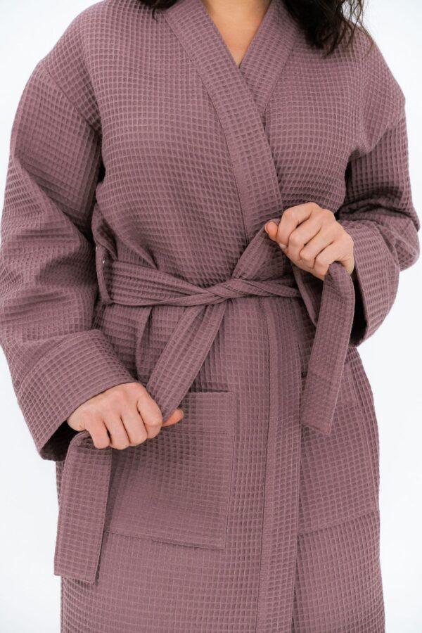 Long Waffle Fabric Robe for Women - Image 3