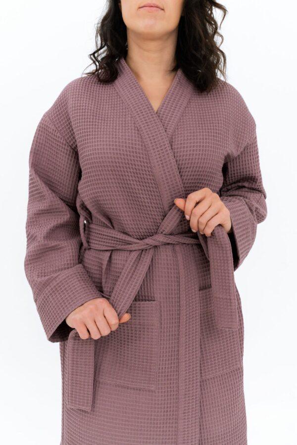 Long Waffle Fabric Robe for Women - Image 4