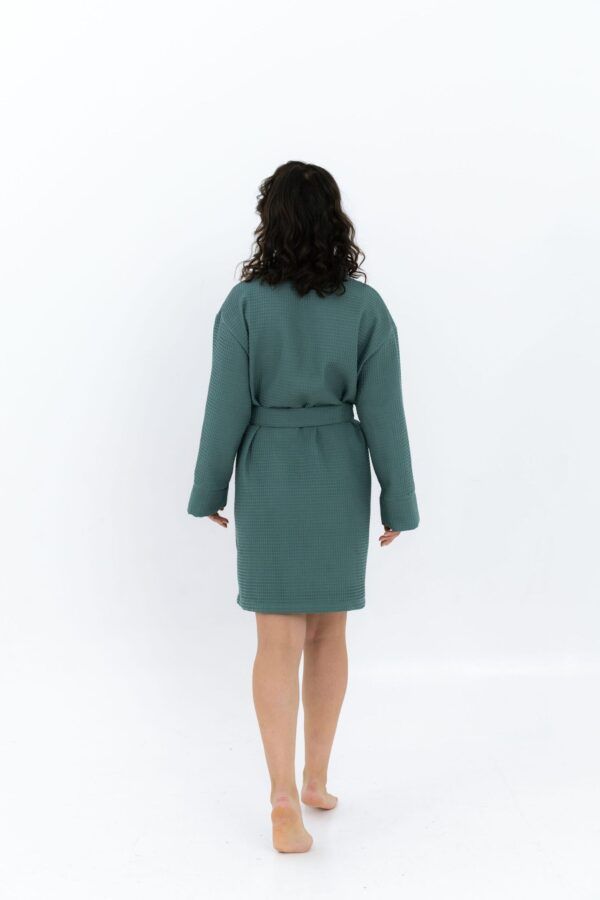 Short Waffle Fabric Robe for Women - Image 4