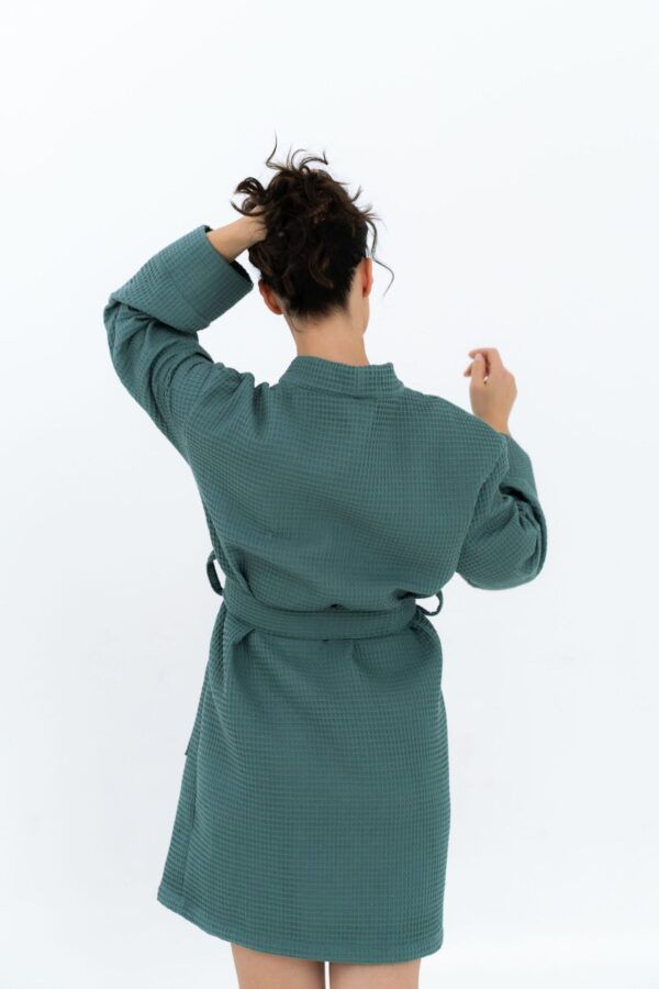 Short Waffle Fabric Robe for Women - Image 9