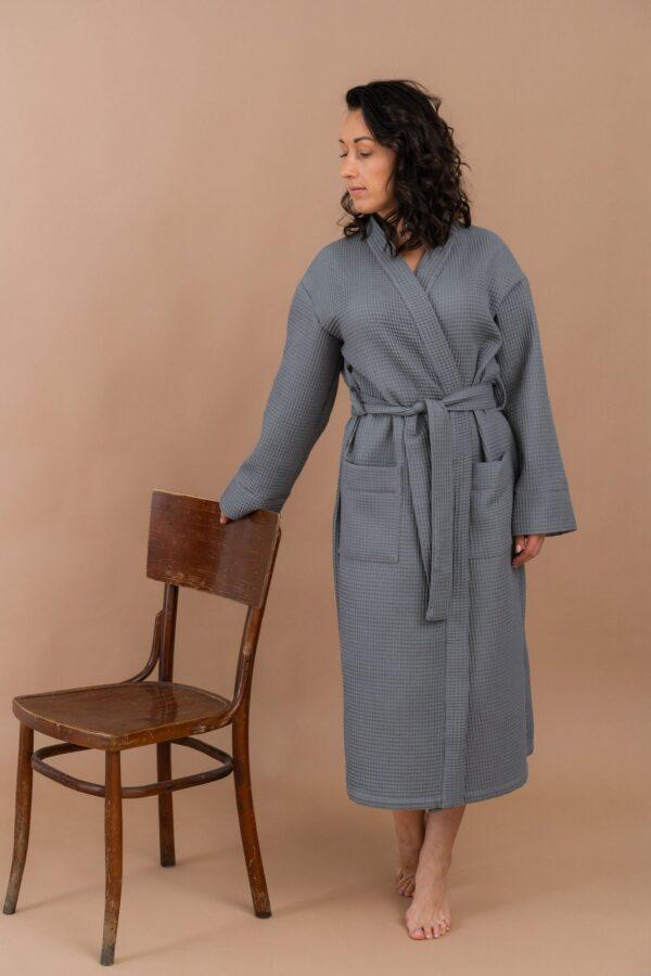 Long Waffle Fabric Robe for Women - Image 10