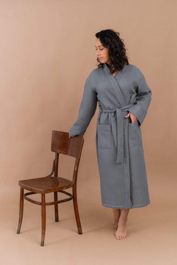 Long Waffle Fabric Robe for Women - Image 11