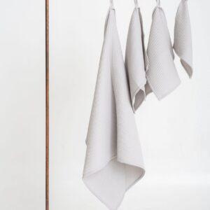 Organic Waffle Cotton Towel - Light Gray