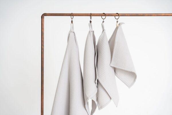 Organic Waffle Cotton Towel - Light Gray - Image 3