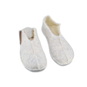 Tohkri Unisex-Hausschuhe – Natürliche Lammwolle, Weiß