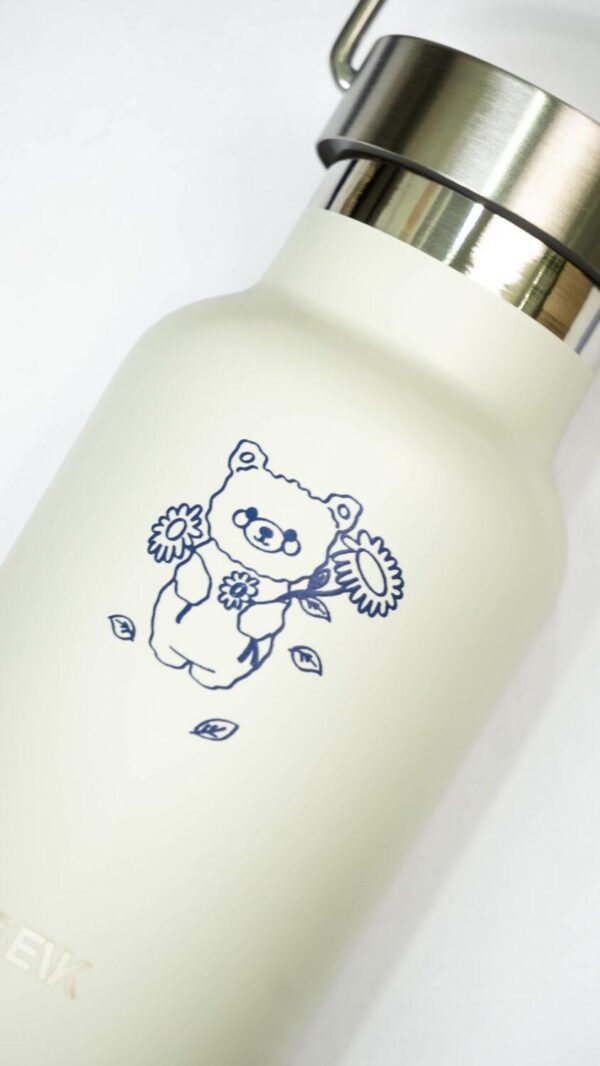 Water Bottle / Thermos – Bear Design – Beige 350ml Stainless Steel - Image 4