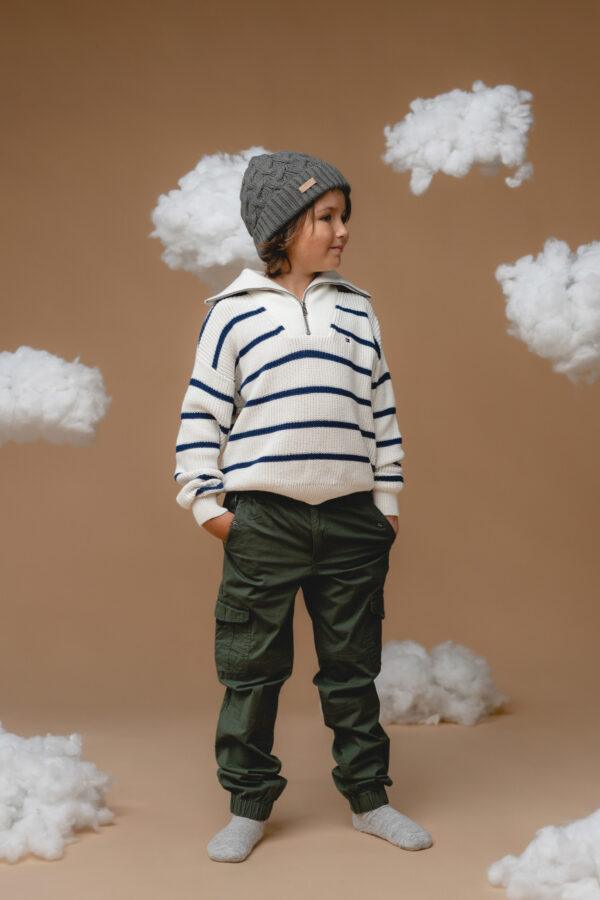 100% Baby Alpaca Cable Hat for Kids - Botanical Green - Image 2