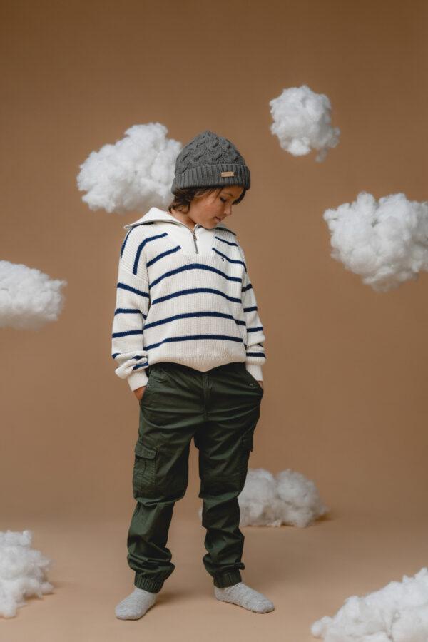 100% Baby Alpaca Cable Hat for Kids - Botanical Green - Image 3