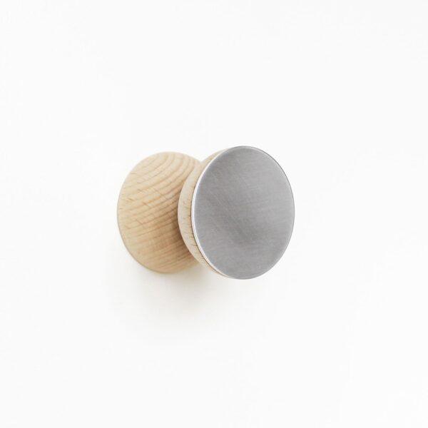 Beech Wood & Aluminium Wall Hook / Knob - Image 5