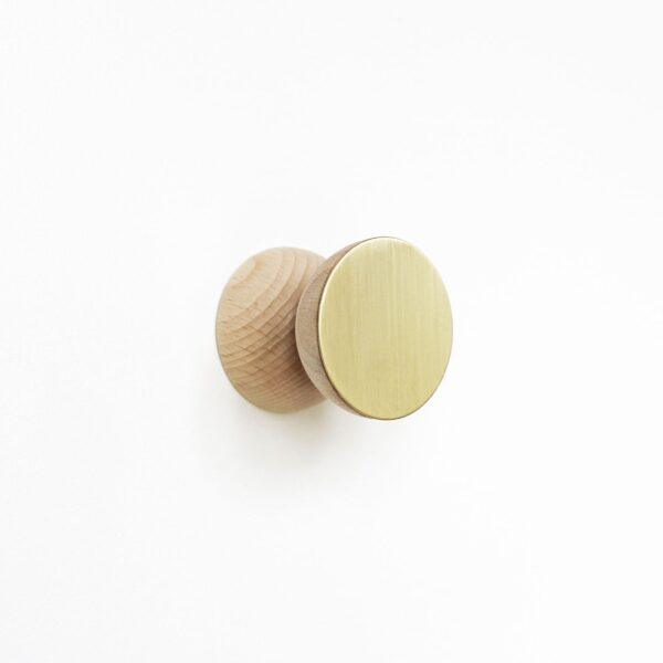 Beech Wood & Brass Wall Hook / Knob - Image 5