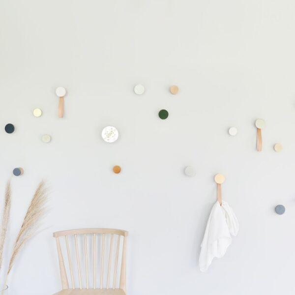 Beech Wood & Ceramic Wall Hook / Knob - Grey Sand - Image 2