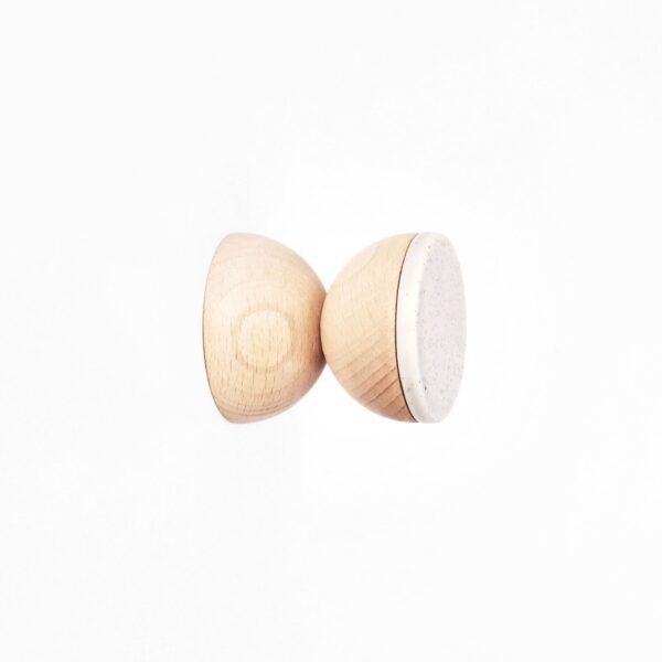 Beech Wood & Ceramic Wall Hook / Knob - Grey Sand - Image 4