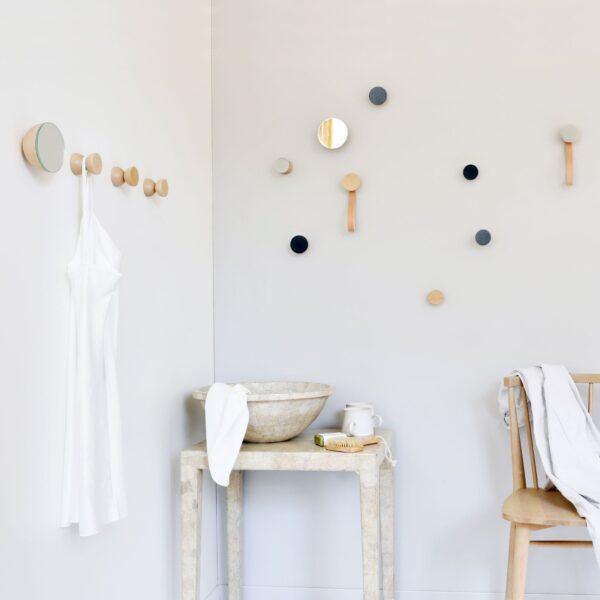 Beech Wood & Ceramic Wall Hook / Knob - Grey Sand - Image 3