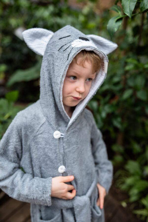 Bambus-Frottee-Bademantel KATZE – für KLEINKINDER (Größe 82/86–116)
