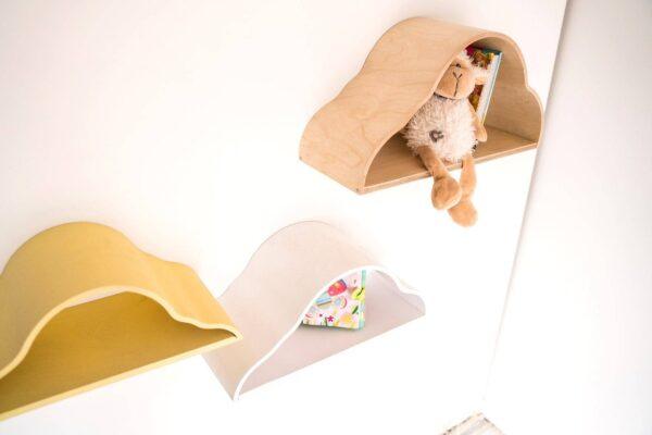 Floating Wall Shelves for Kids - Set of 3 Cloud Shaped Shelves - Image 5