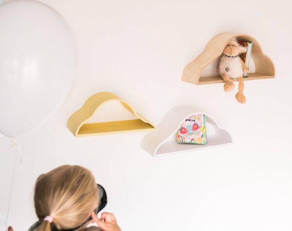 Floating Wall Shelves for Kids - Set of 3 Cloud Shaped Shelves - Image 2