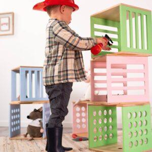 Kids Wooden Toy Storage Cube