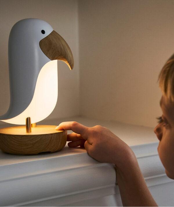 Lampe mit Lautsprecher – Weißer Vogel