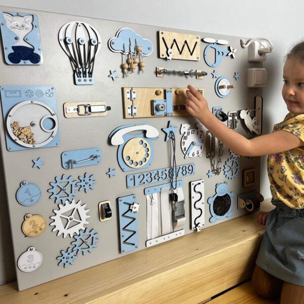 Extra large Montessori busy board with activities (60×80 cm) - Image 4