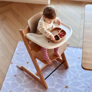 Kids Mealtime Floor Mat, Non-Slip & Waterproof - Daisy Lavender